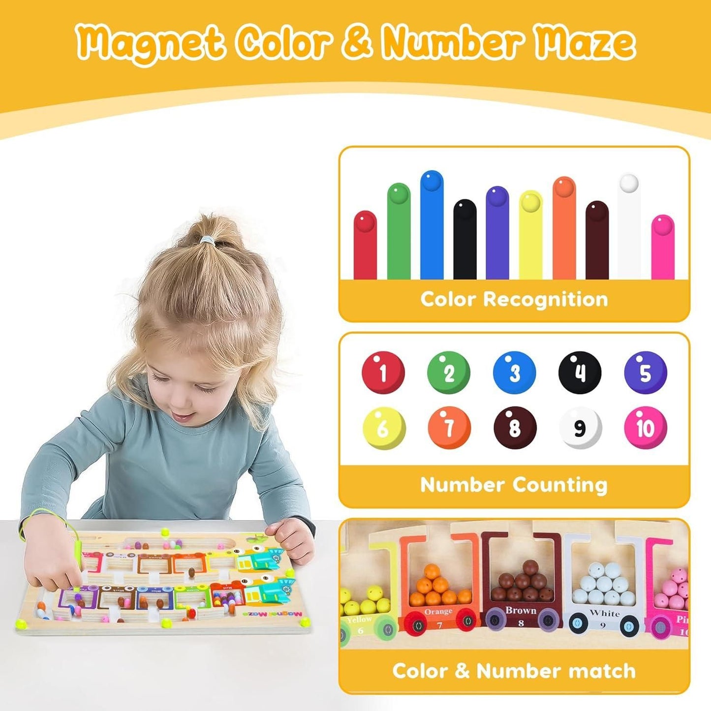 ColorCount Maze Board™ - Magnetic game for math & colors.