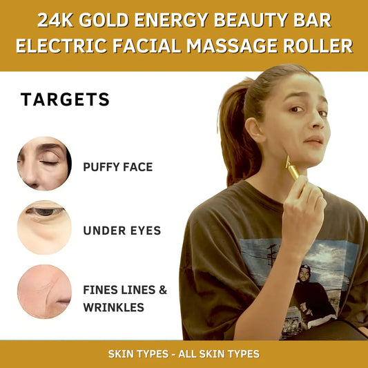 Luxury Skincare 24K Gold Energy Electric Facial Massager Roller