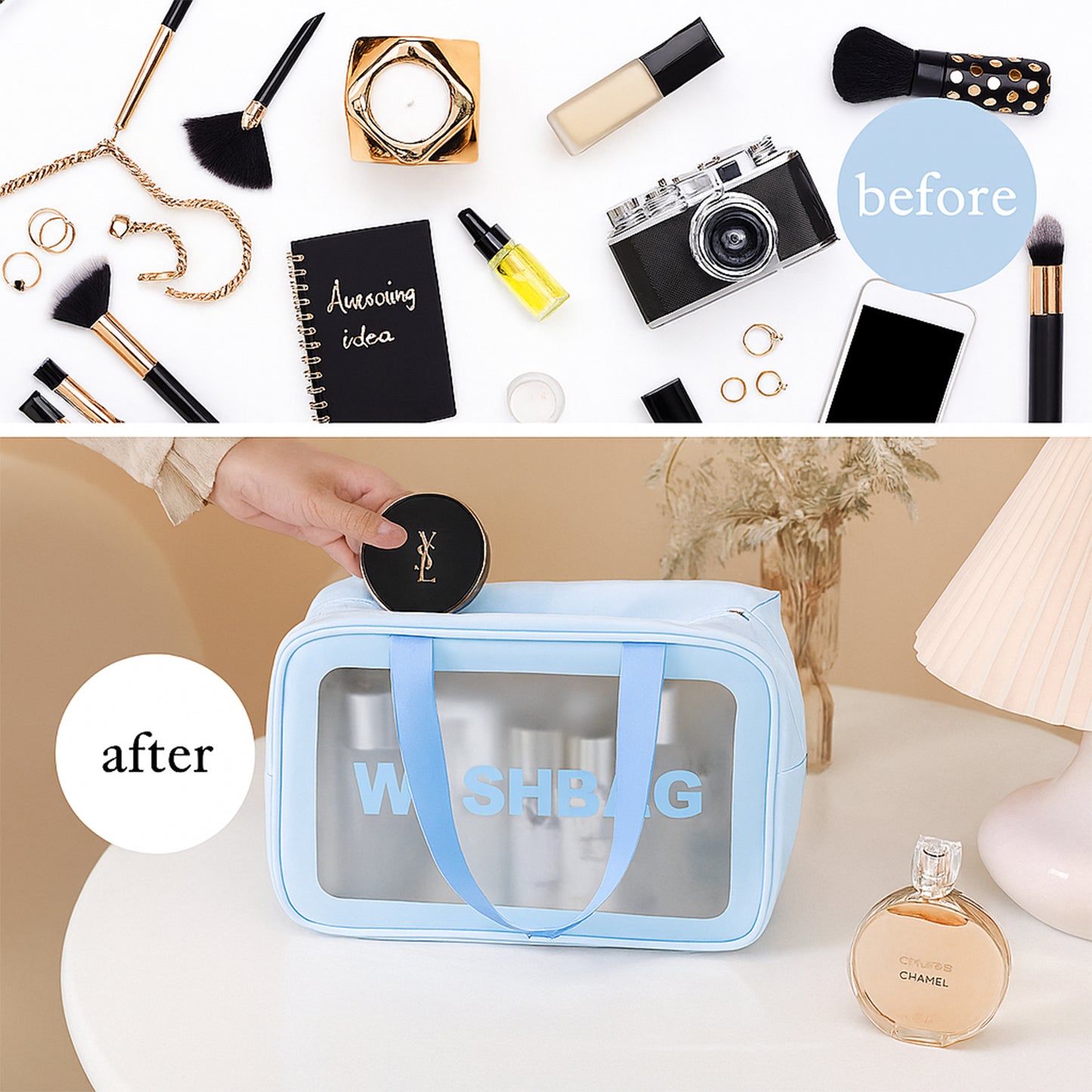 Voyager ClearPack™ – Durable transparent travel toiletry bags, set of 3.