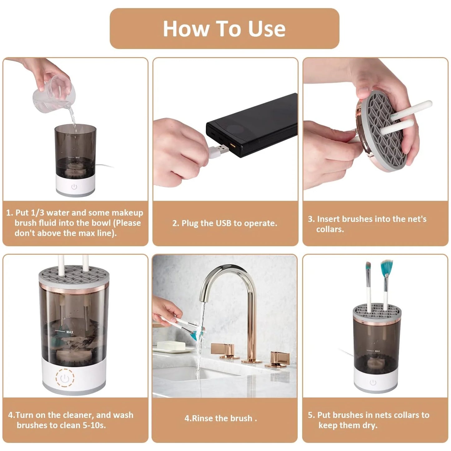 Automatic Makeup Brush Cleaner™ - Fast Electric Brush Washer & Organizer (USB Powered)