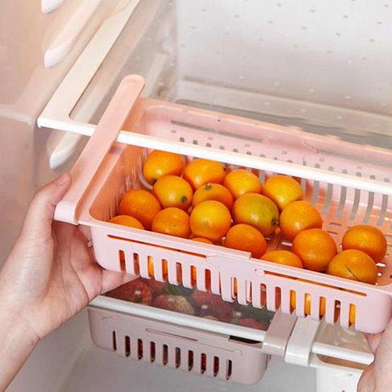 FreshSlide Storage Set™ – 4 adjustable fridge baskets for organized storage.