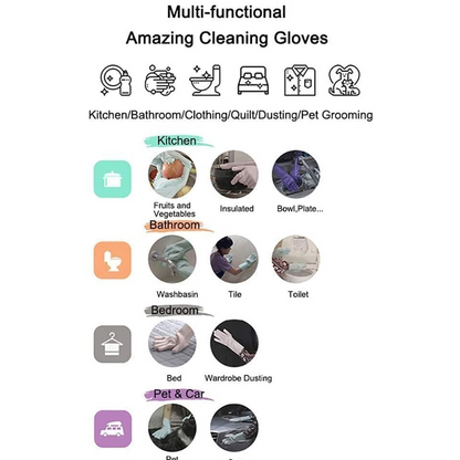 Magic Silicone Dishwashing Gloves Heat-Resistant Reusable Scrubbing Gloves Multicolor (1 Pair)