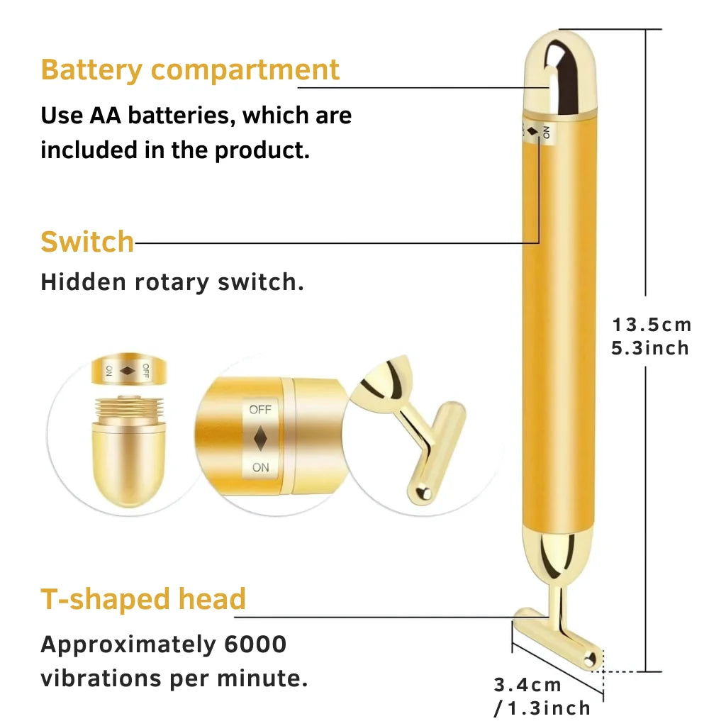 Luxury Skincare 24K Gold Energy Electric Facial Massager Roller