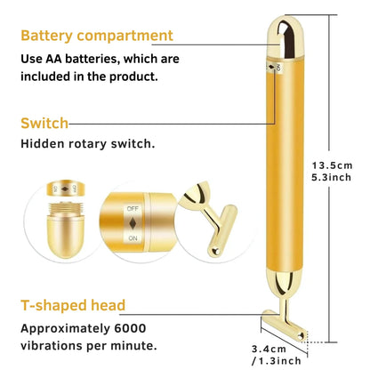Luxury Skincare 24K Gold Energy Electric Facial Massager Roller
