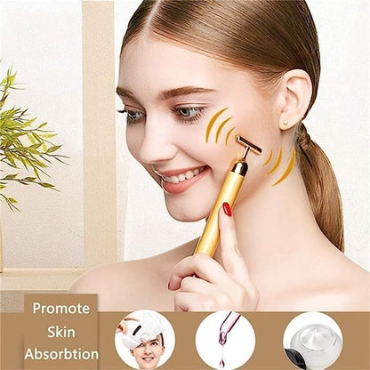 Luxury Skincare 24K Gold Energy Electric Facial Massager Roller
