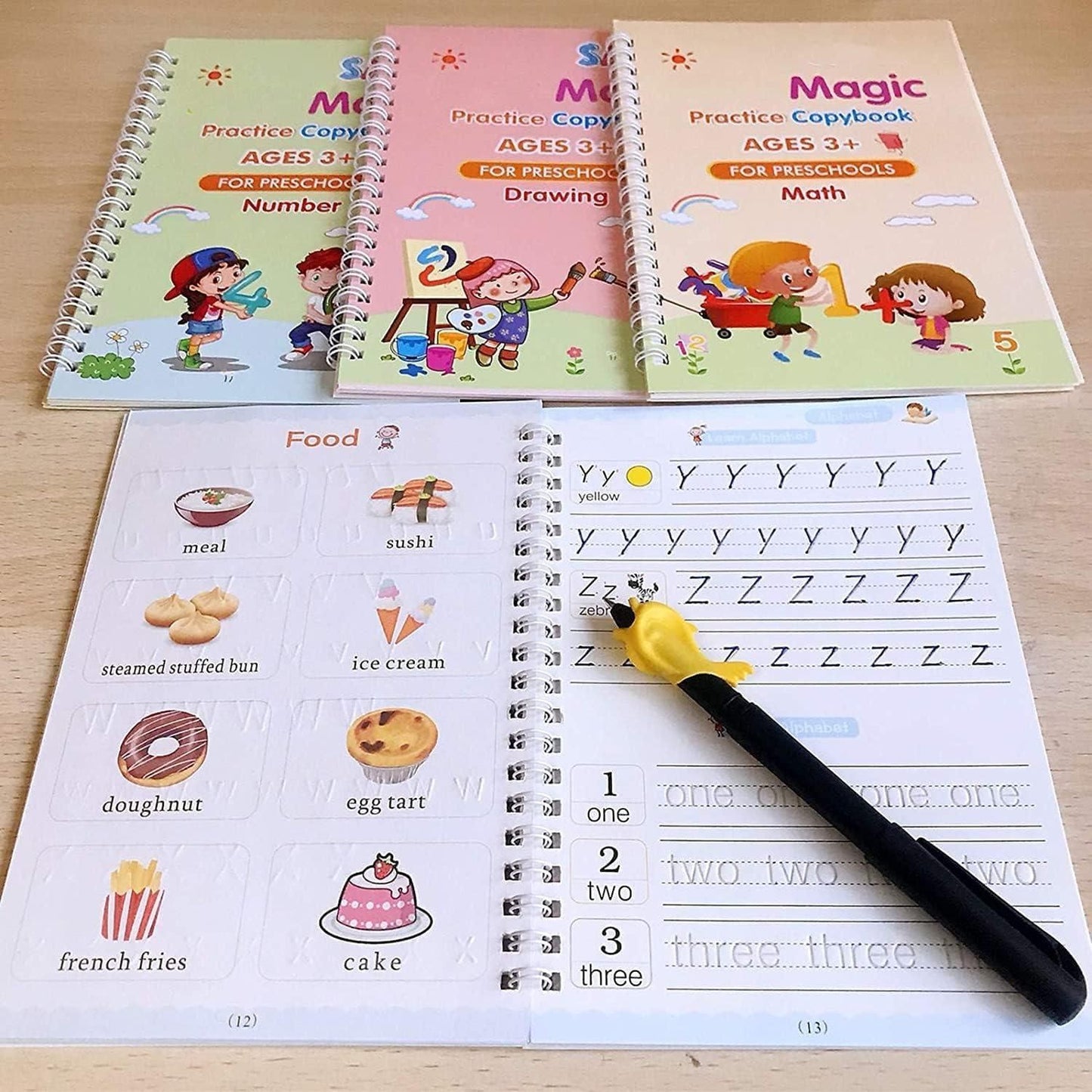 4 Pc Magic Copybook Set for Kids – Reusable Handwriting Practice Books