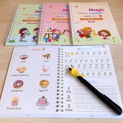 4 Pc Magic Copybook Set for Kids – Reusable Handwriting Practice Books