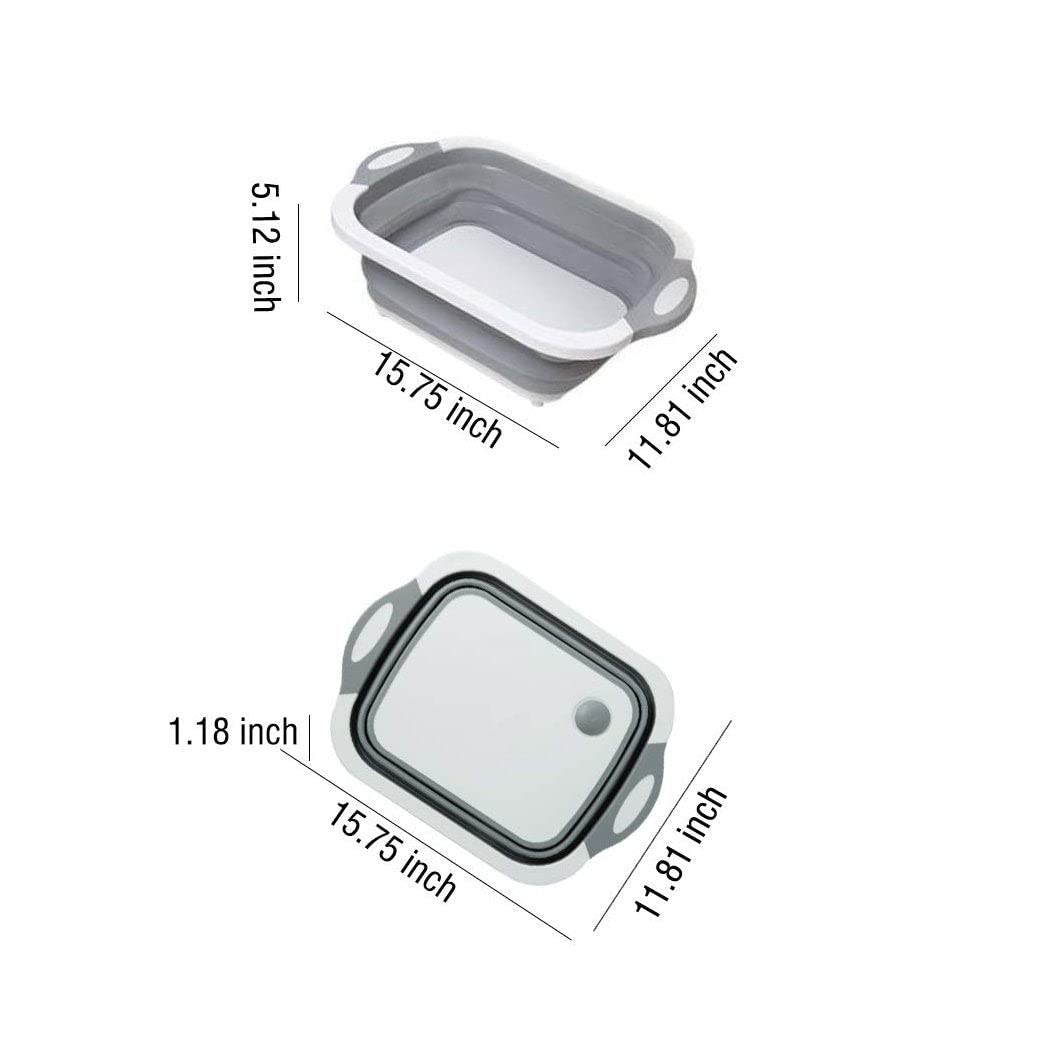 3-in-1 Foldable Chopping Board – Dish Rack, Washing Bowl & Draining Basket