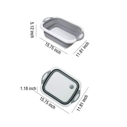 3-in-1 Foldable Chopping Board – Dish Rack, Washing Bowl & Draining Basket