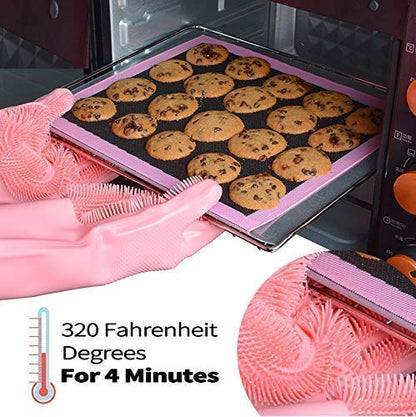 Magic Silicone Dishwashing Gloves Heat-Resistant Reusable Scrubbing Gloves Multicolor (1 Pair)