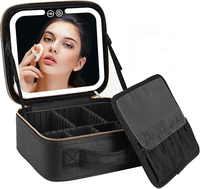 Glamora LED Organizer™ – Luxury black box for cosmetics with lighting.