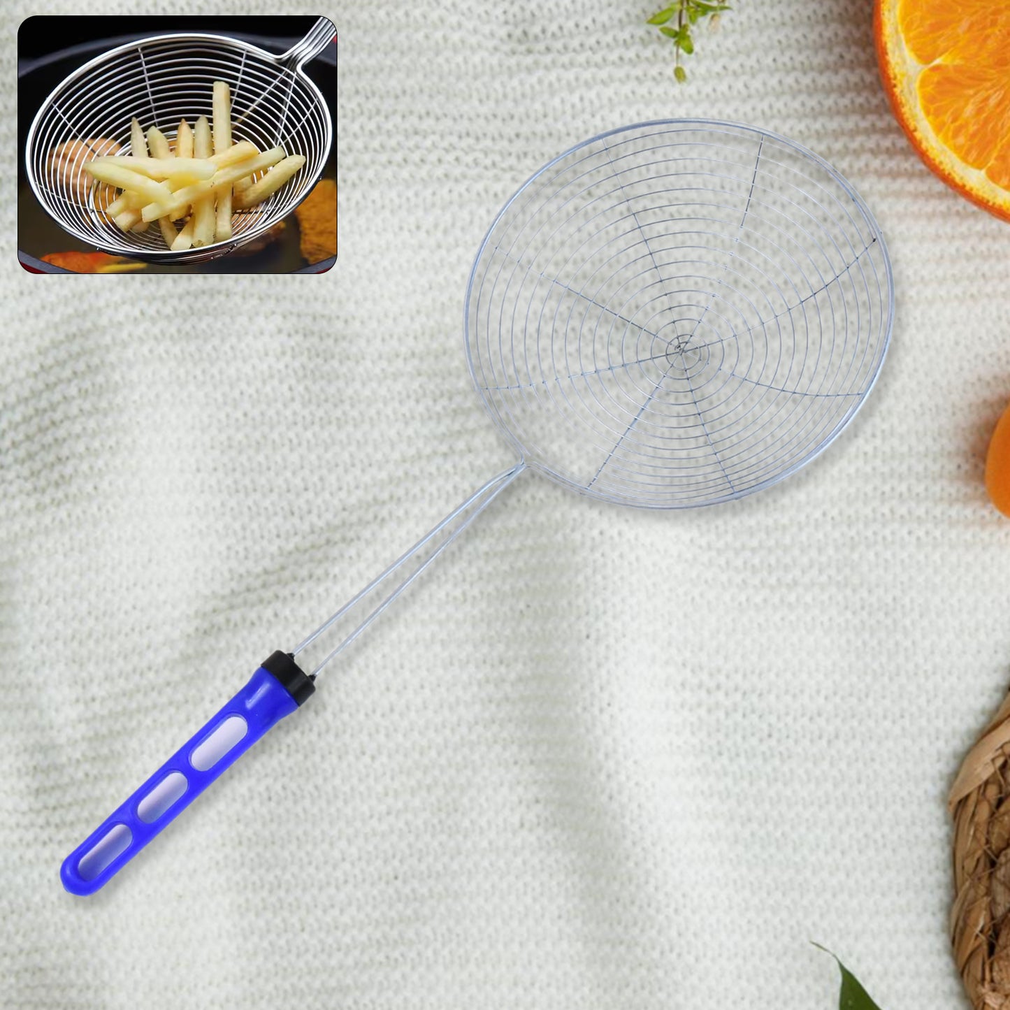 FryMate Steel Strainer™ – Large deep fry strainer for kitchen use.