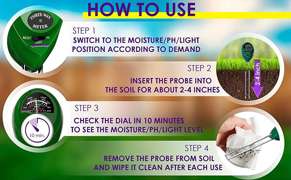 EcoGrow Soil Meter™ – Moisture, light & pH sensor in one tool.