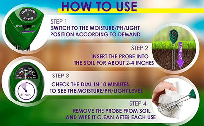EcoGrow Soil Meter™ – Moisture, light & pH sensor in one tool.