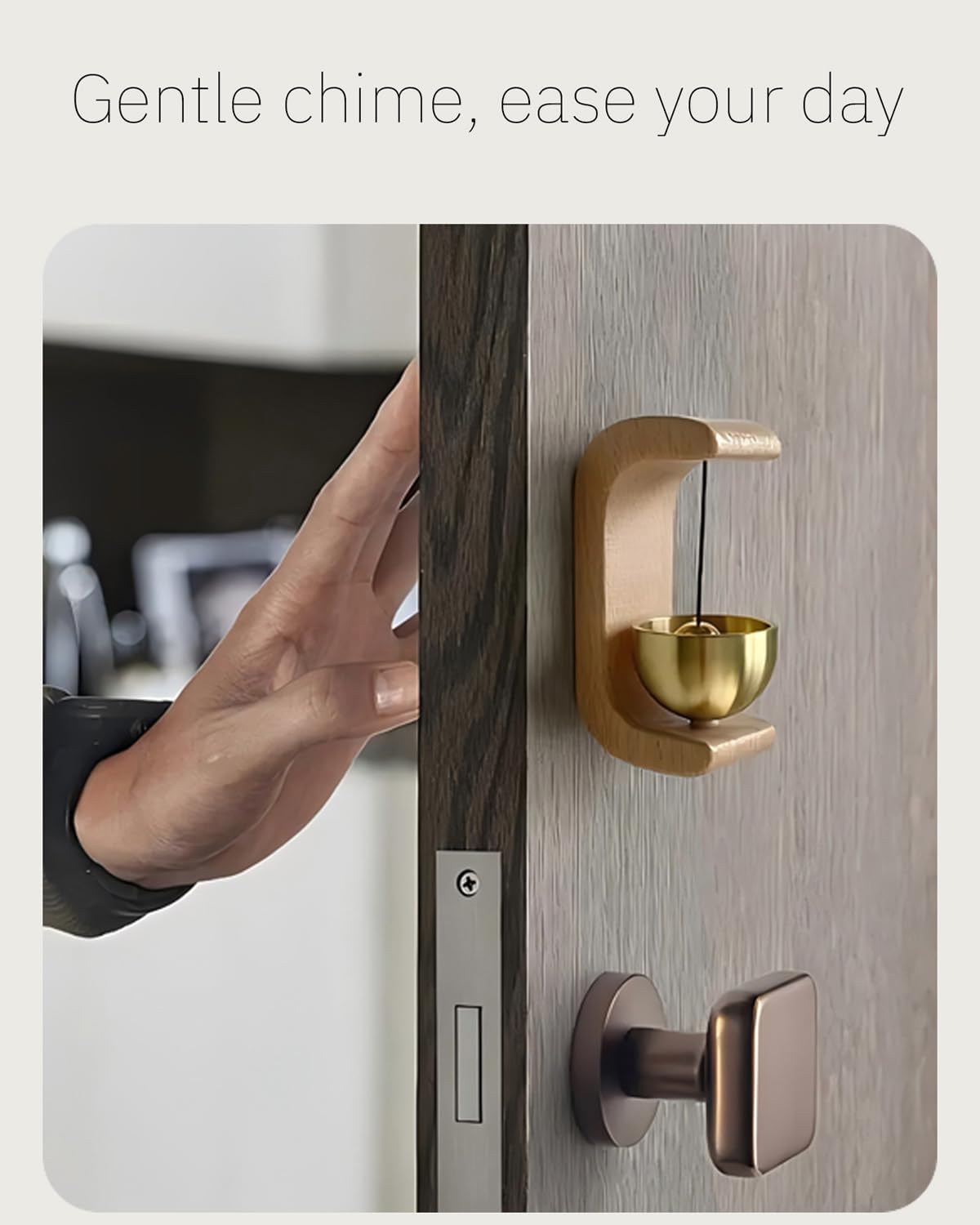 Wooden Magnetic Door Bell Chime – Brass Decorative Vintage Doorbell for Home, Office & Store Use(1 Pc)