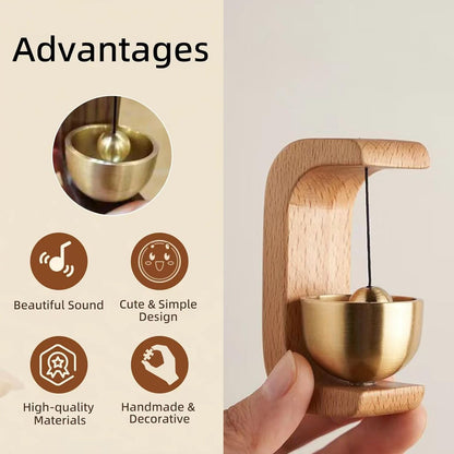 Wooden Magnetic Door Bell Chime – Brass Decorative Vintage Doorbell for Home, Office & Store Use(1 Pc)