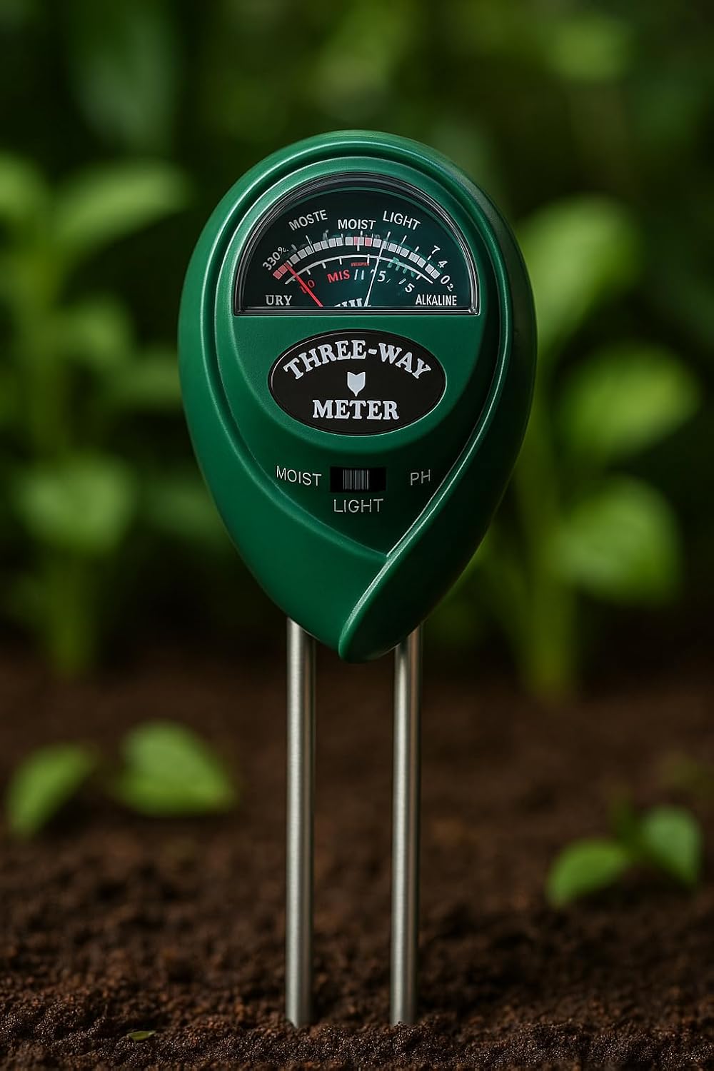 EcoGrow Soil Meter™ – Moisture, light & pH sensor in one tool.
