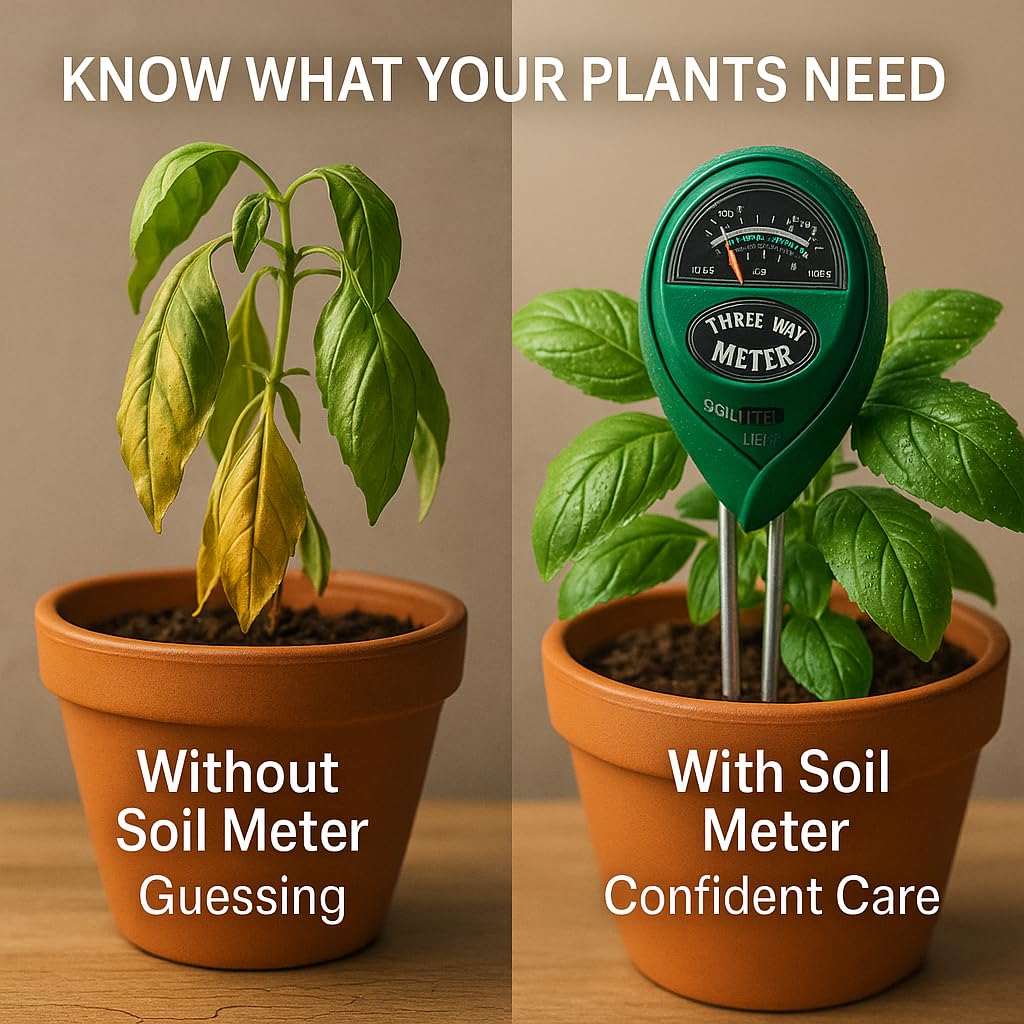 EcoGrow Soil Meter™ – Moisture, light & pH sensor in one tool.