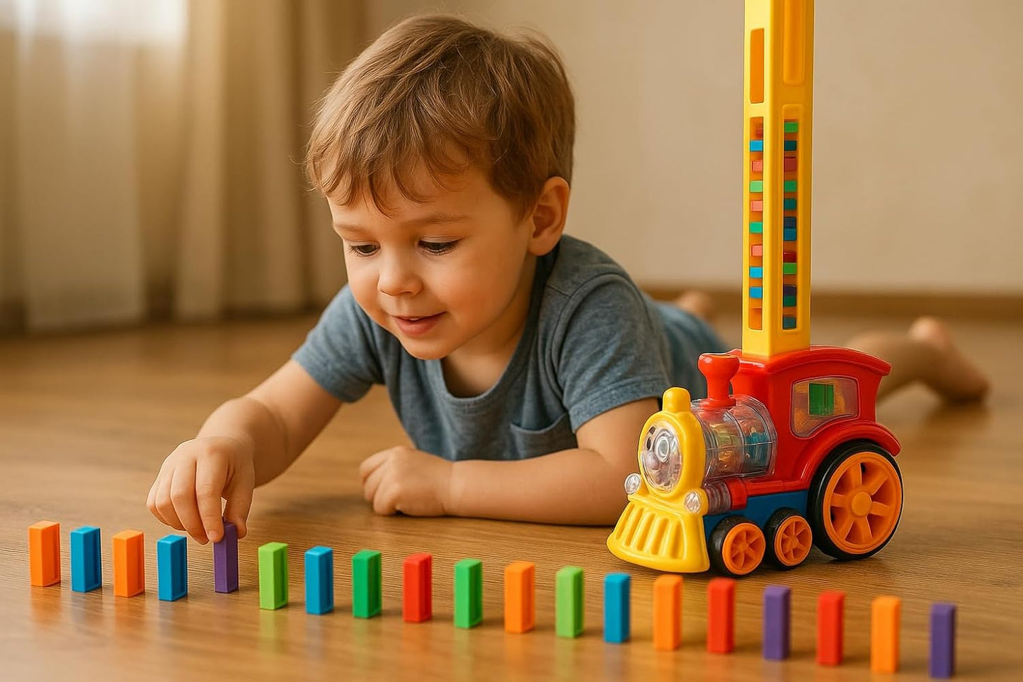 Domino Express Train™ 60 Blocks – Automatic domino-laying train with music & lights.
