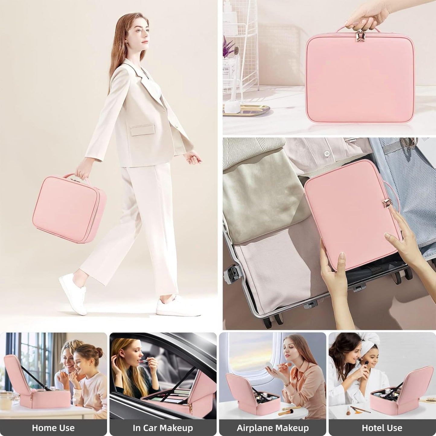 Glamora LED Organizer™ – Luxury pink box for cosmetics with lighting.