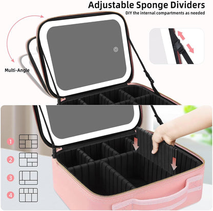 Glamora LED Organizer™ – Luxury pink box for cosmetics with lighting.