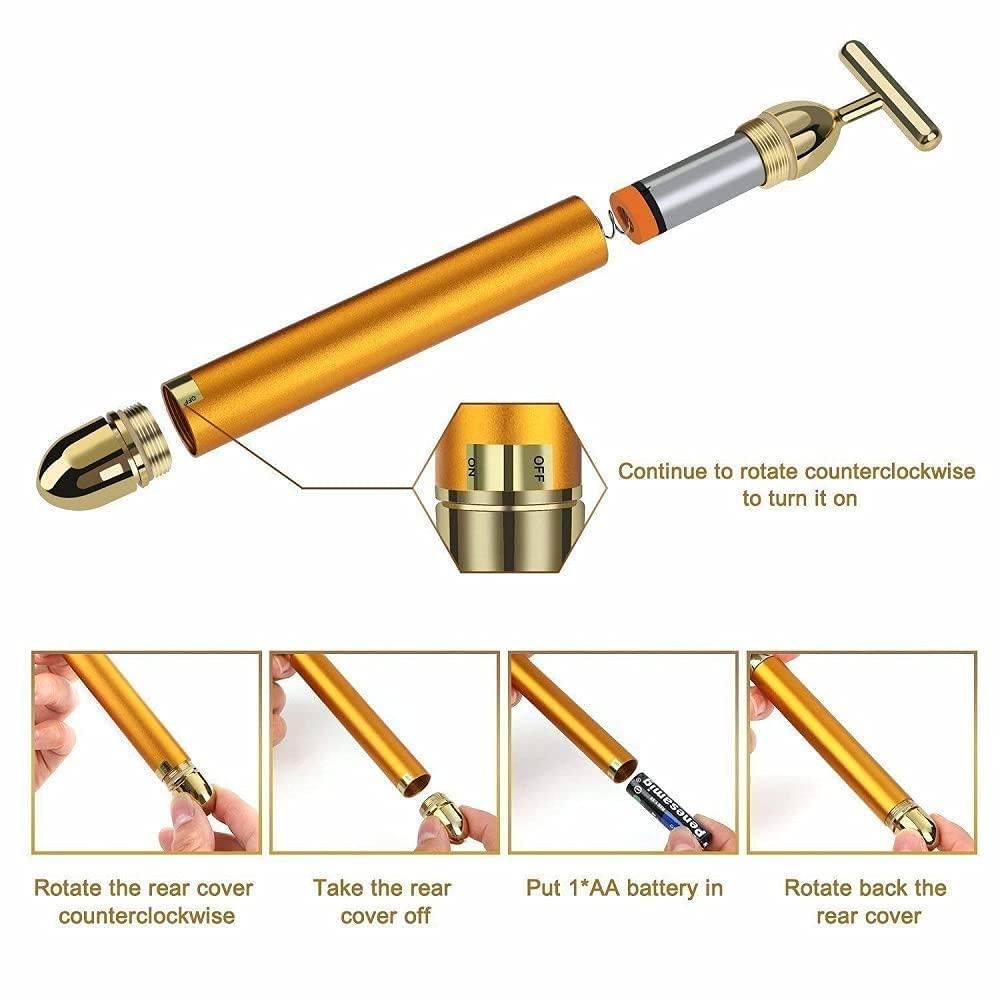Luxury Skincare 24K Gold Energy Electric Facial Massager Roller