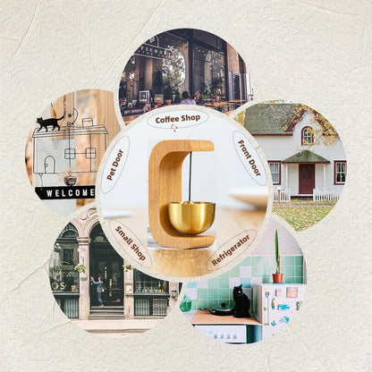 Wooden Magnetic Door Bell Chime – Brass Decorative Vintage Doorbell for Home, Office & Store Use(1 Pc)