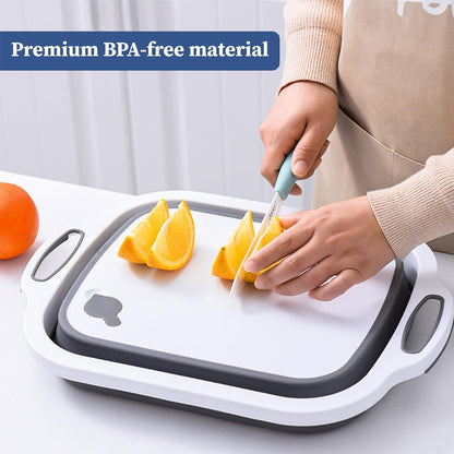 3-in-1 Foldable Chopping Board – Dish Rack, Washing Bowl & Draining Basket