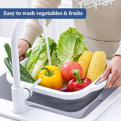 3-in-1 Foldable Chopping Board – Dish Rack, Washing Bowl & Draining Basket