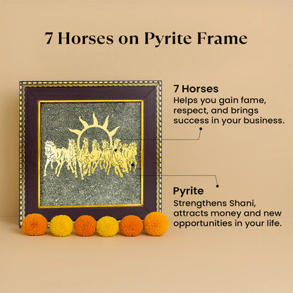 7 Horses on Raw Pyrite Frame