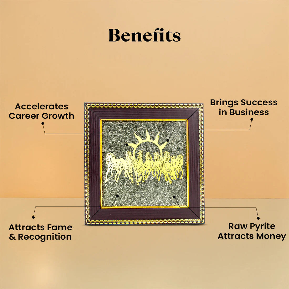 7 Horses on Raw Pyrite Frame