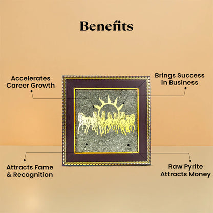 7 Horses on Raw Pyrite Frame