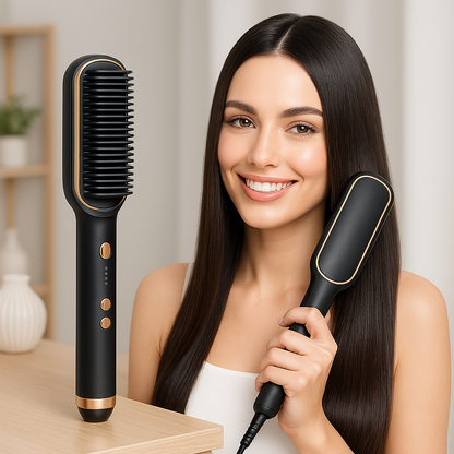 SilkEase Straightener™ – Smoothens hair while massaging scalp for relaxation.
