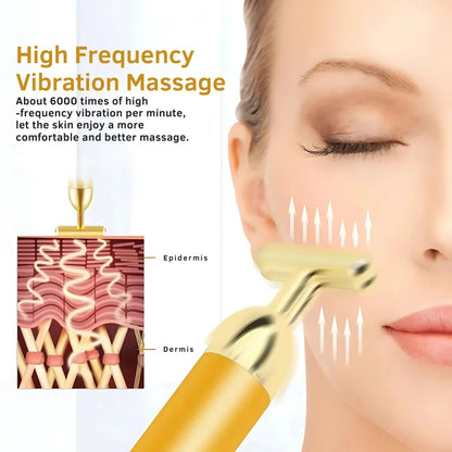 Luxury Skincare 24K Gold Energy Electric Facial Massager Roller