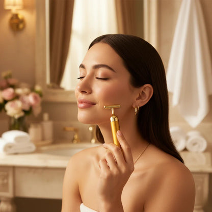 Luxury Skincare 24K Gold Energy Electric Facial Massager Roller