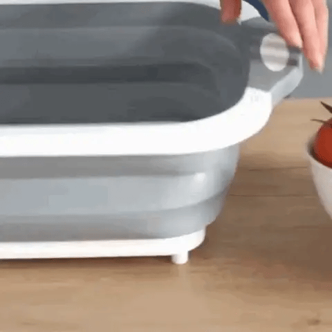 3-in-1 Foldable Chopping Board – Dish Rack, Washing Bowl & Draining Basket