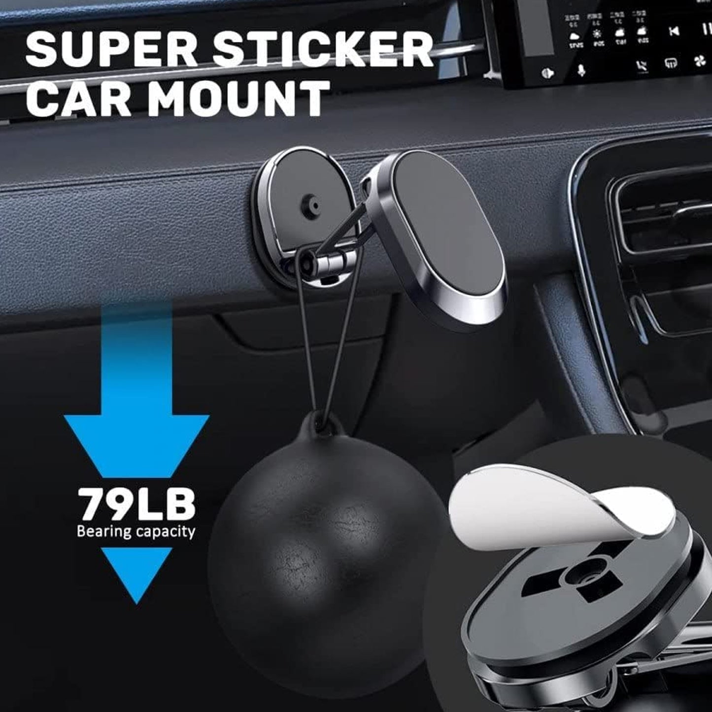 MagniGrip Car Holder™ – 360° rotating magnetic phone mount for cars.