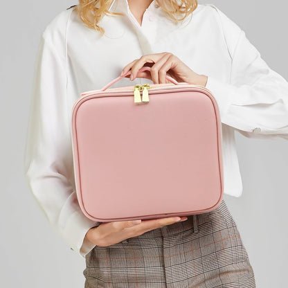 Glamora LED Organizer™ – Luxury pink box for cosmetics with lighting.