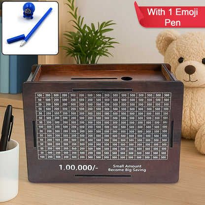 HappySaver™ Wooden Bank (with Emoji Pen)
