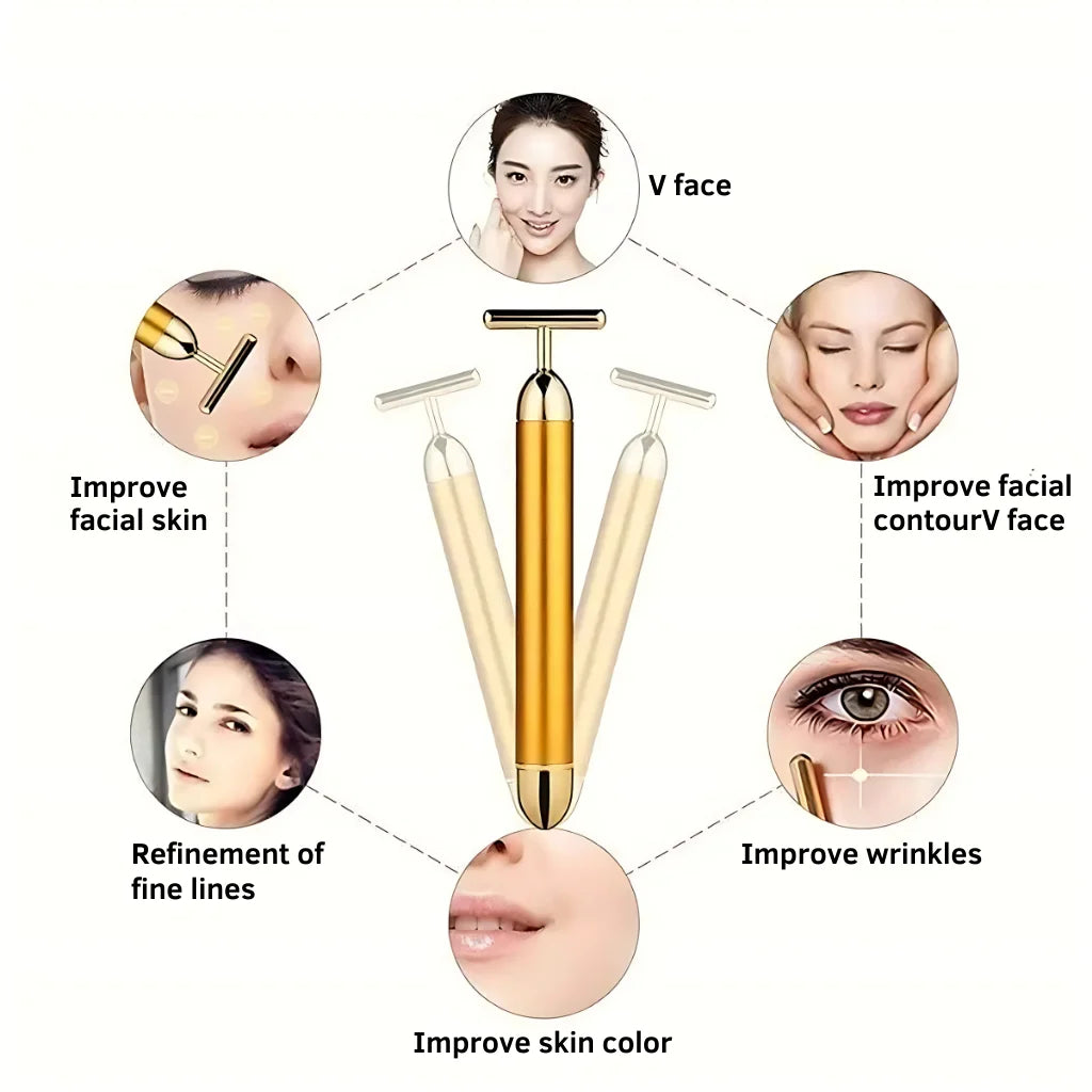 Luxury Skincare 24K Gold Energy Electric Facial Massager Roller