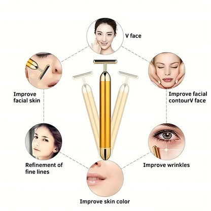 Luxury Skincare 24K Gold Energy Electric Facial Massager Roller