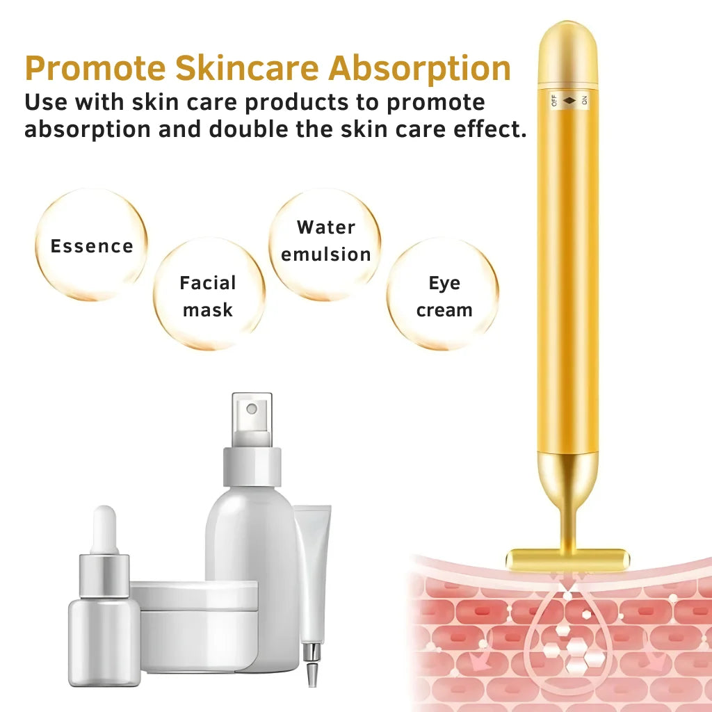 Luxury Skincare 24K Gold Energy Electric Facial Massager Roller