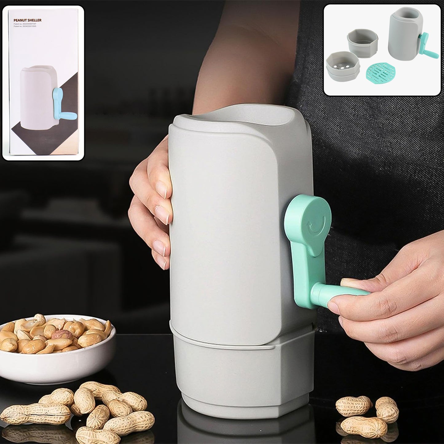 NutCrack Pro Sheller™ – Manual hand-crank machine for easy peanut shelling.